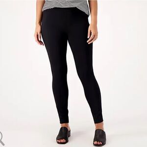 Susan Graver Weekend Regular Nylon Brushed Back Knit Leggings Black S NWTin pakg